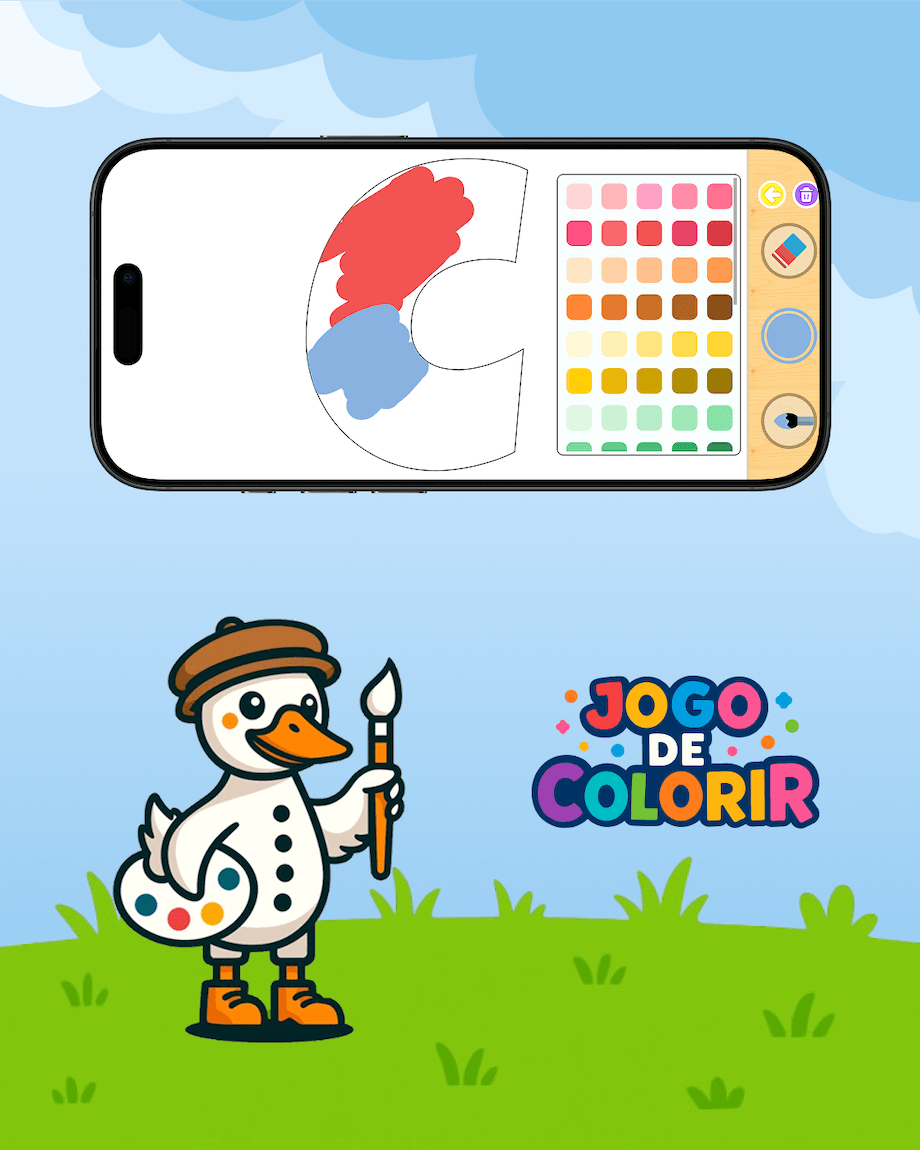 Tela do Jogo de Colorir com categorias de desenhos infantis